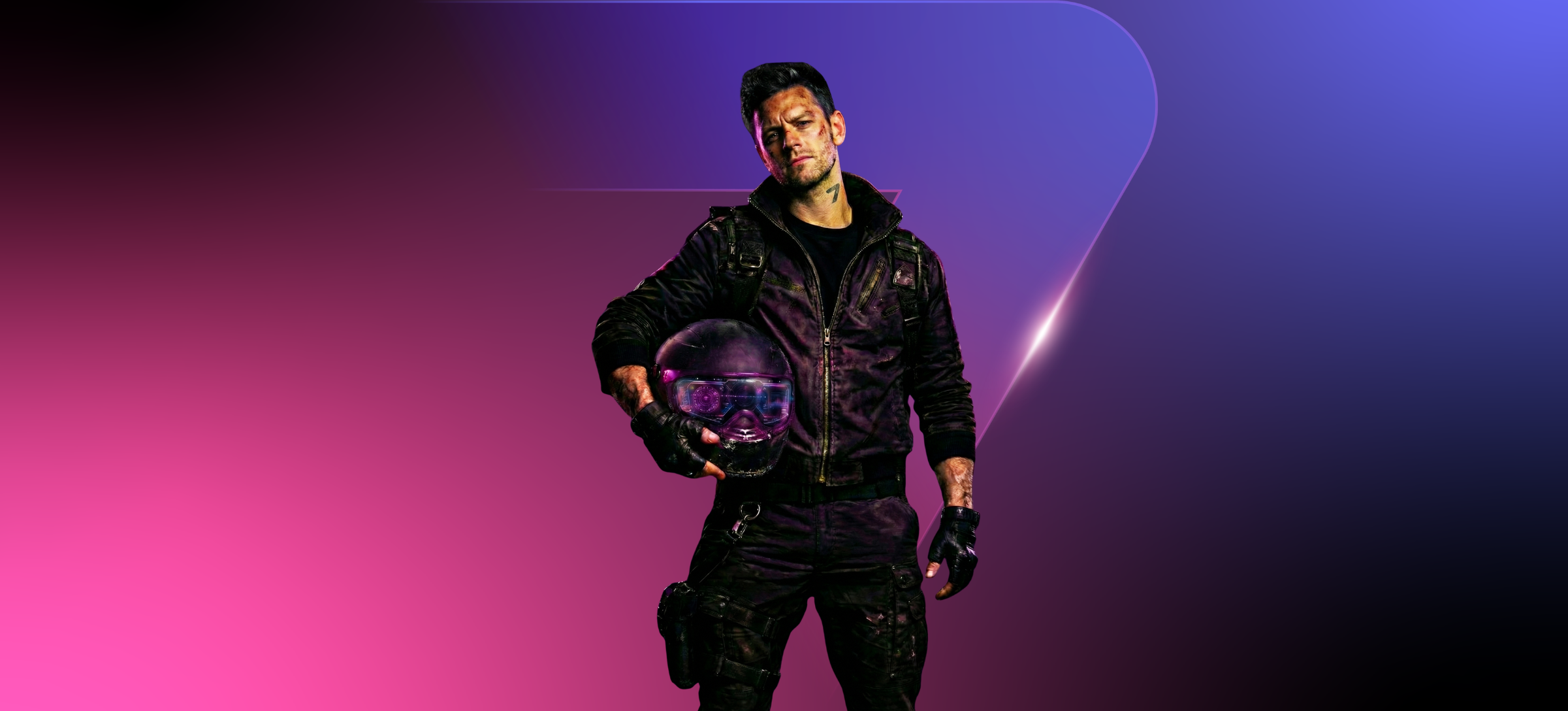 Speed character holding his helmet 